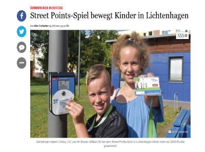 Bericht in der Ostsee Zeitung zu dem Laufspiel Street-Points