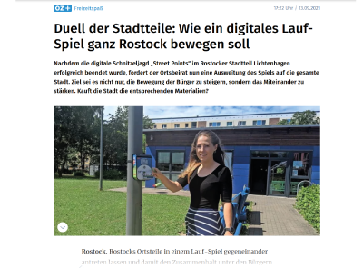 Bericht in der Ostsee Zeitung zu dem Laufspiel Street-Points